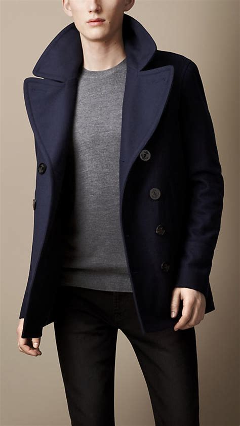 burberry wool cashmere pea coat navy|net a porter Burberry jacket.